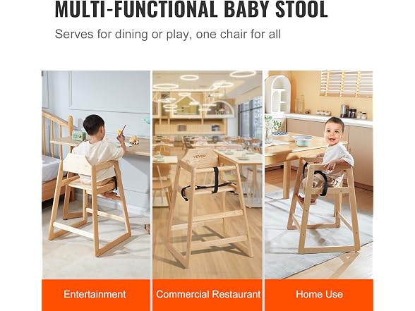 VEVOR Wooden High Chair for Babies &