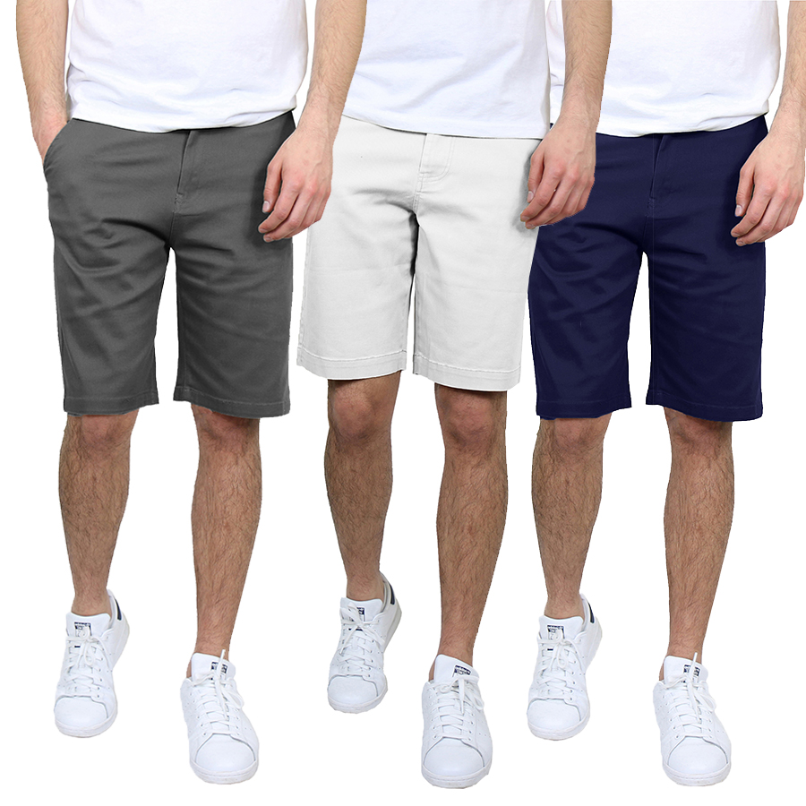 3Pk Mens Cotton Stretch Chino Shorts (30-42) - Gallery 17
