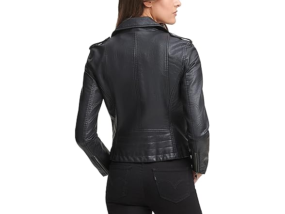 Levis Womens Faux Leather Motorcycle Jacket (XS)