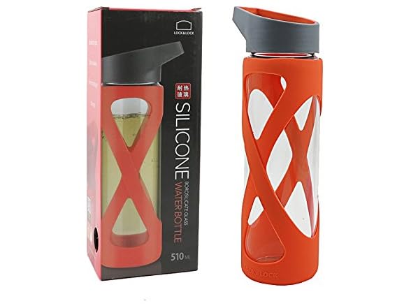 Lock & Lock Heat-Resistance X-Band Glass Bottle 17 oz (Red)
