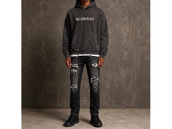 Blukraf Mens Slim Fit Stacked Jeans