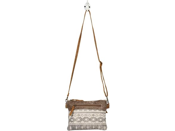 Myra Bag Floral Upcycled Canvas & Cowhide Leather Crossbody Bag S