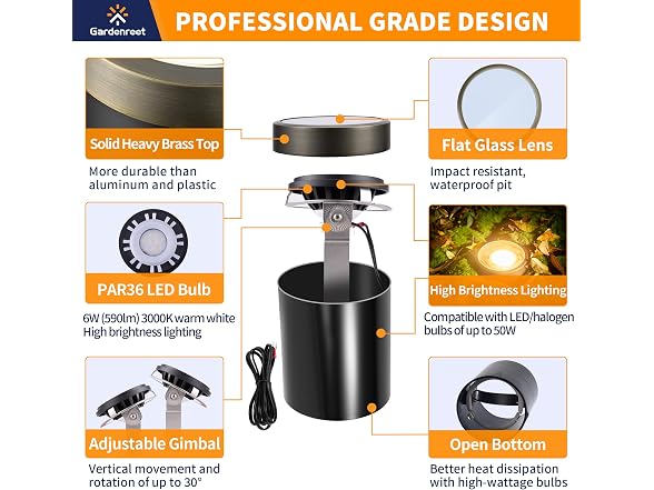 Gardenreet In Ground Well Light - Brass 12V Ip65