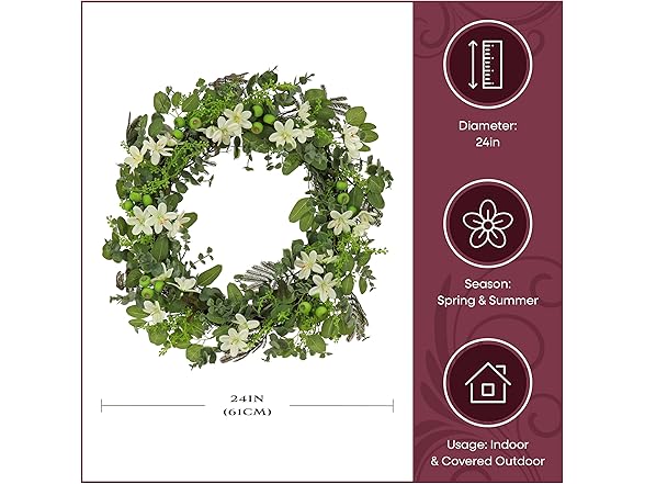 National Tree Company 24" Artificial Spring Wreath with Mixed Florals