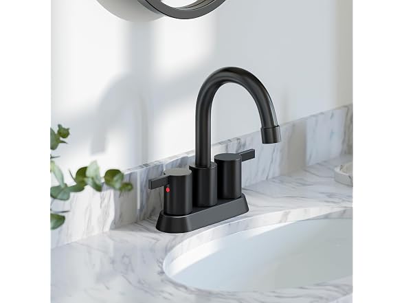 4 Inch 2 Handle Centerset Matte Black Faucet