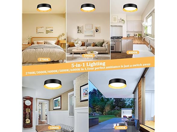 BrightHome 16in Flush Mount Ceiling Light, 3000LM