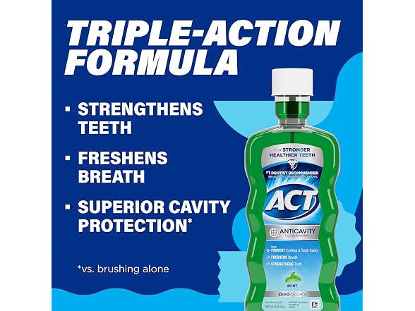 ACT Anticavity Zero Alcohol Fluoride Mouthwash 18