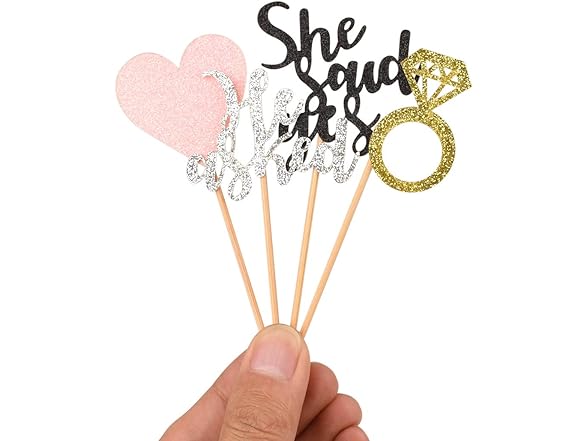 He Asked She Said Yes Cupcake Toppers