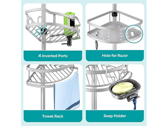 HAMITOR Corner Shower Caddy 4-Tier