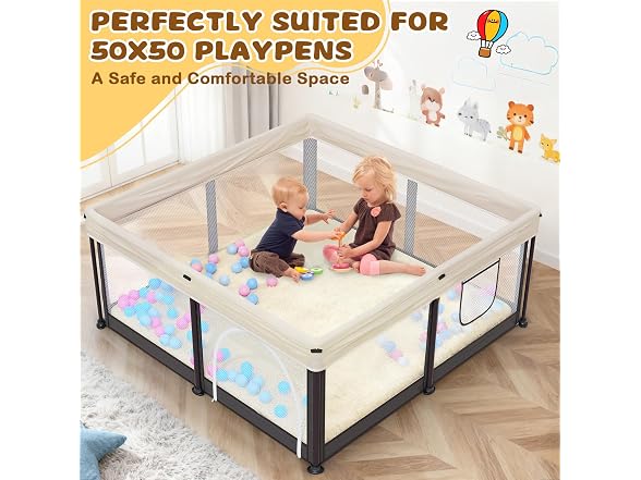 Yozoia Beige Baby Play Mat 50" x 50"