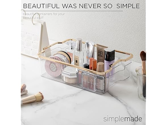 SIMPLEMADE Clear Refrigerator Bins, Gold