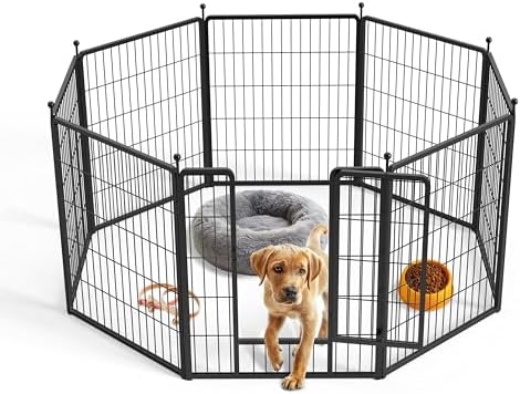 InfiniPower Dog Playpen for Yard, RV, Camping, 32 Inch 8 Panels Play Pen Indoor, Heavy Duty Indoor Outdoor Exercise Dog Pen for Small/Medium Dogs, Black