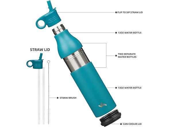 Stainless Steel Water Bottle with Straw Macaron Green