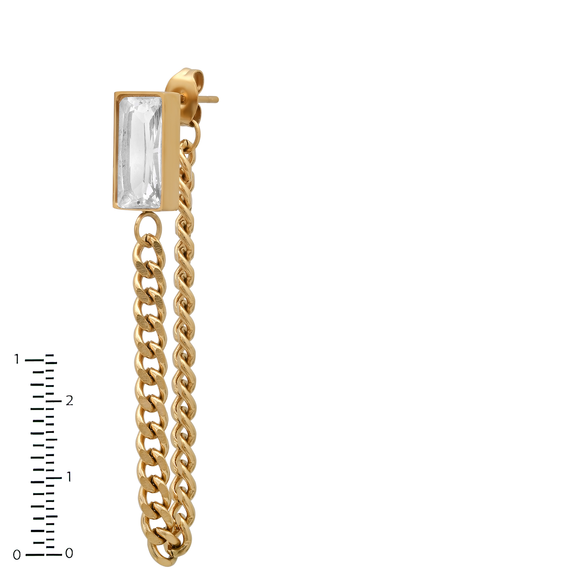 18K Gold Baguette CZ Drop Earrings - Gallery 4