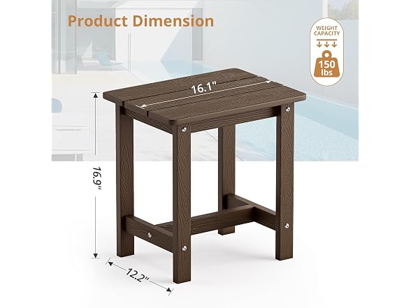 Outdoor Side Table, HDPS Small Outdoor