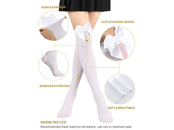 Satinior Women (L) Knee High Socks Bow Thigh Socks