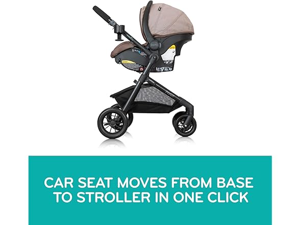 Evenflo Pivot Modular Travel System with LiteMax Infant Car Seat with Anti-Rebound Bar (Desert Tan)
