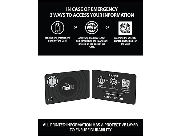 TapMedID Medical Alert Card