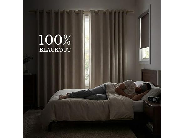 NICETOWN 100% Blackout Linen Curtains