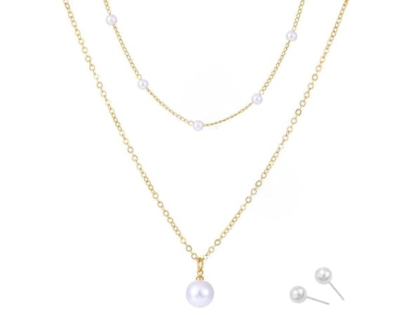 Matripop Gold Pearl Necklace 14K Gold Plated