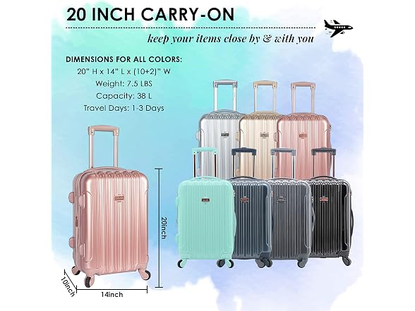 kensie TSA-Lock Hardside Spinner Luggage, 20-Inch