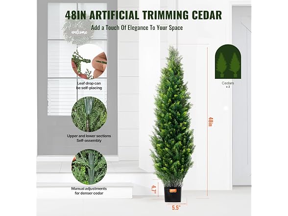 Artificial Cedar Topiary Tree, 48 inch Tall