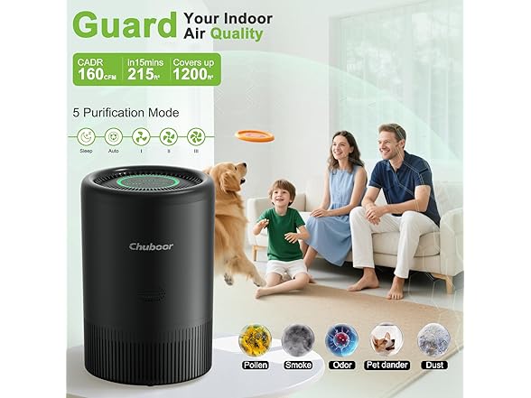 1200 Ft Black Air Purifier
