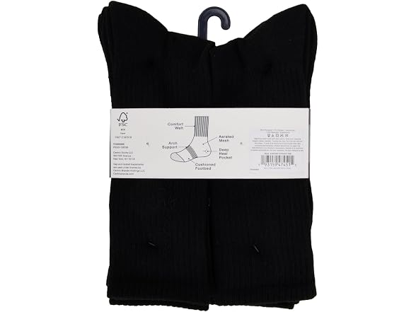 Original Air Channel Crew Socks, 6-Pack Adult Socks, Comfortable & Stretchy