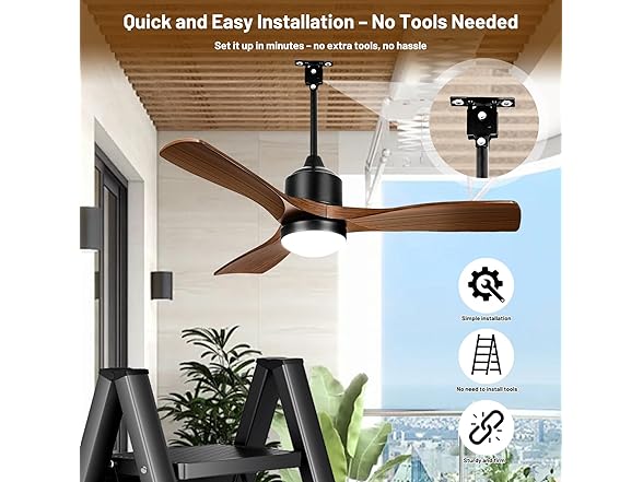 AMZATYI 42 Inch Smart Outdoor Ceiling Fan, Brown