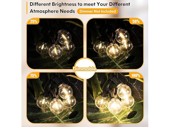 60FT Outdoor String Lights Waterproof