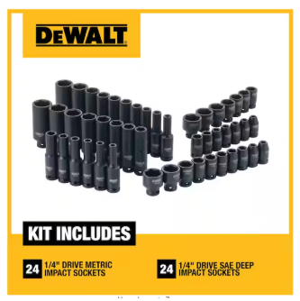 DEWALT DWMT45444 48pc 1/4in dr metric/SAE impact sockets - Gallery 5
