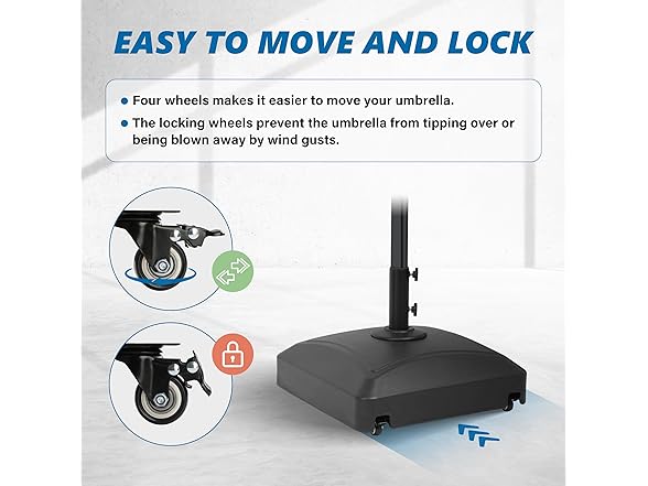 Simple Deluxe 125lb Capacity Fillable Mobile Patio Umbrella Base