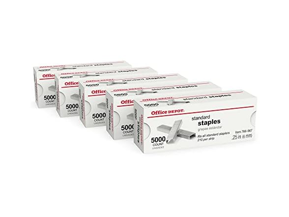 Office Depot Standard Staples, 1/4in., Pack of 5 Boxes, 2665