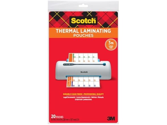 Scotch Thermal Laminating Pouches, 8.9 x