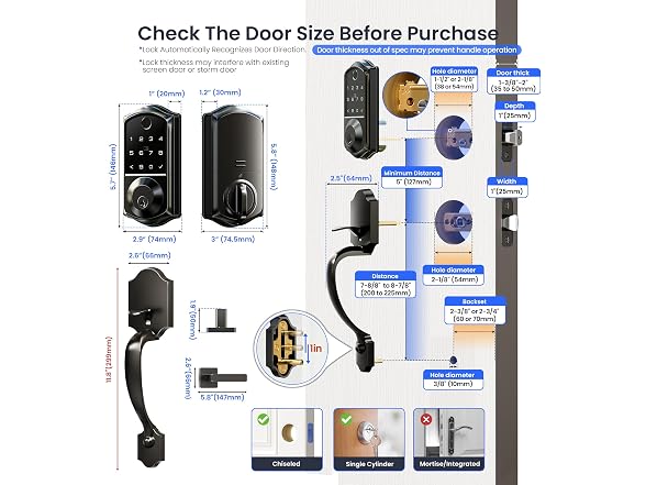 Veise VE017-H 8-in-1 Smart Door Lock