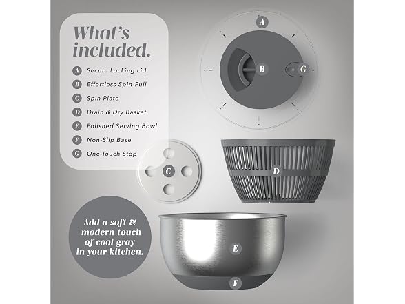 COOK WITH COLOR Stainless Steel Salad Spinner - 5 Q