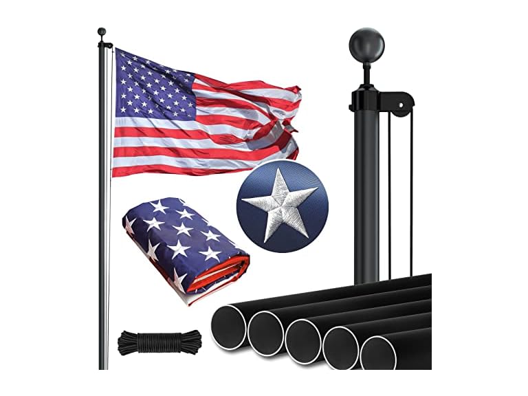 NELXINJO 25FT 25FT Black flag pole(1.5mm) Black
