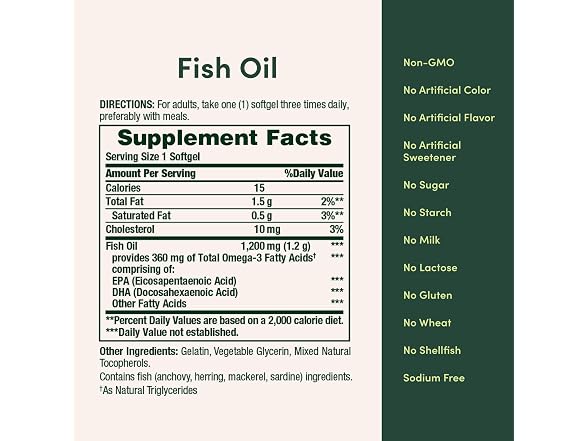 Natures Bounty Fish Oil Omega3 1200mg 200ct