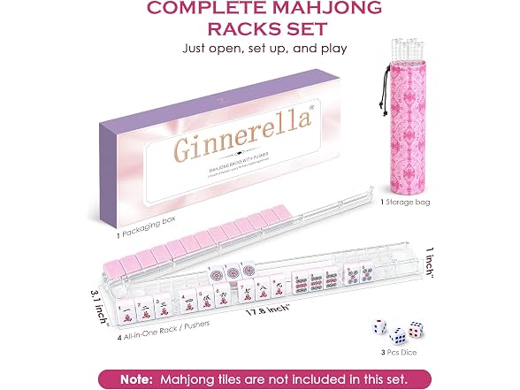 Mahjong Racks with Pushers Set of 4 Clear Acrylic 