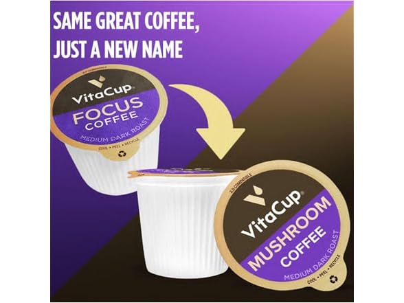 16CT VitaCup Mushroom Coffee Pods, Boost Focus