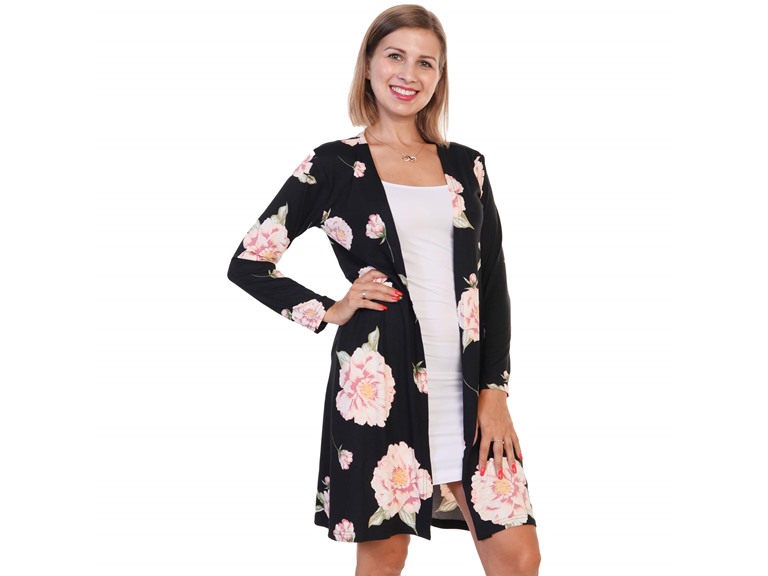 Angelina PJ69_FLORA_1_S Small Angelina Brushed Microfiber Long Sleeve Cardigan Floral