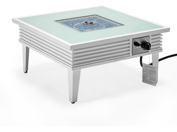 LeisureMod Walbrooke Modern Outdoor Square Fire Pit Table White