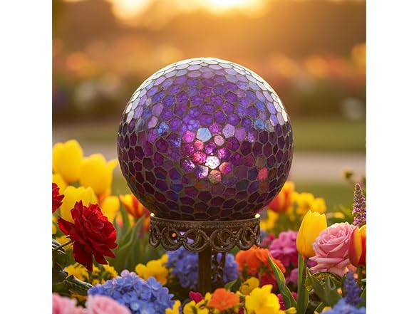 Sunnydaze 10" Mosaic Iridescent Purple Globe
