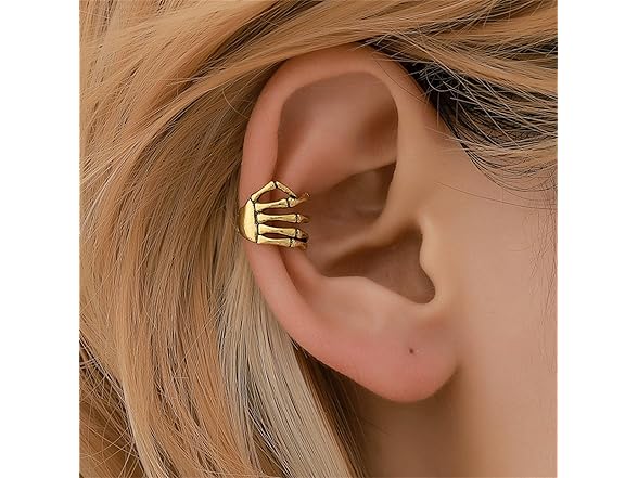 Dreuyet 4 Pairs Skeleton Hand Ear Cuff