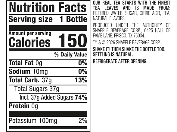 Snapple Peach Tea, 16 fl oz recycled
