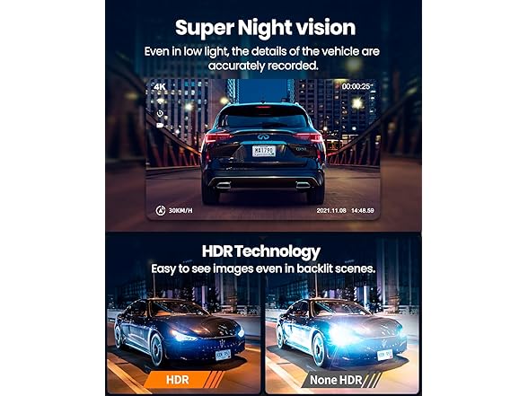 YEECORE 4K Dash Cam Front and Rear