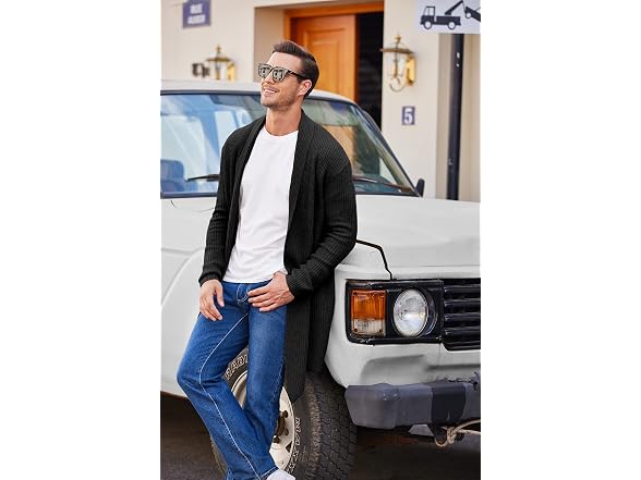 Coofandy Men (S) Shawl Collar Long Cardigan Cape