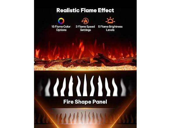 Silonn 3-Sided Smart 50" Electric Fireplace