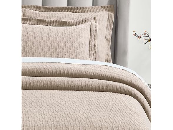 Superior Cotton Bedspread Set Matelasse Weave Diamond Lattice