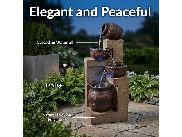 Sunnydaze Decor 30in LED Cascading Fountain - Gallery 3